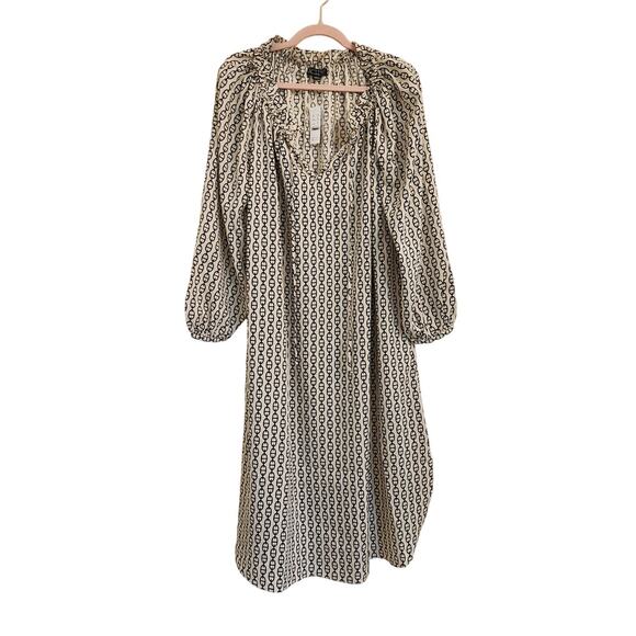 NWT J. Crew Ruffleneck Midi Dress In Vintage Links Print "Missing Belt" S - Picture 2 of 7